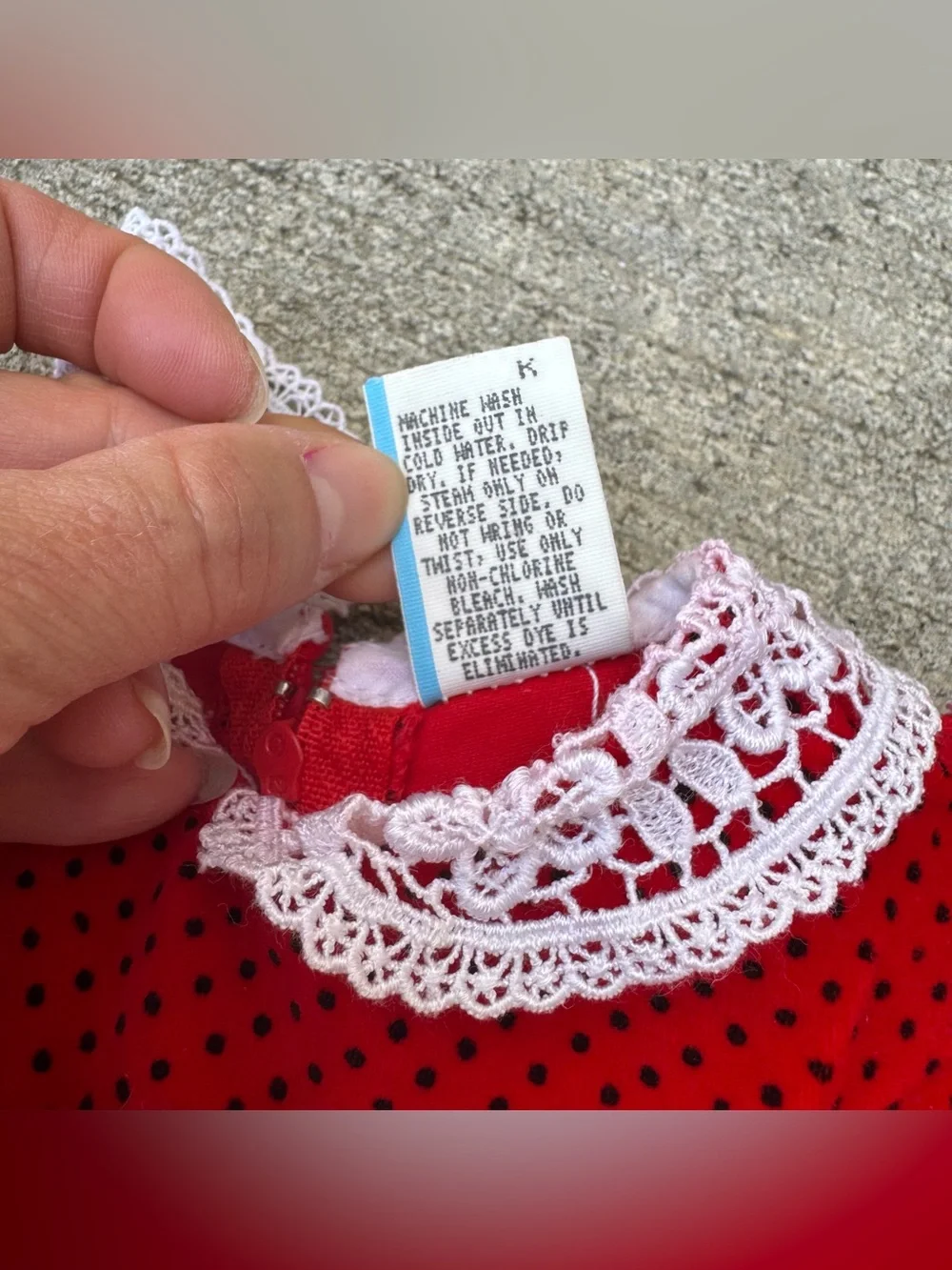 Vintage 80s Red W/ Black Polka Dot White Lace Bubble Baby Girl Romper 6-9 Months